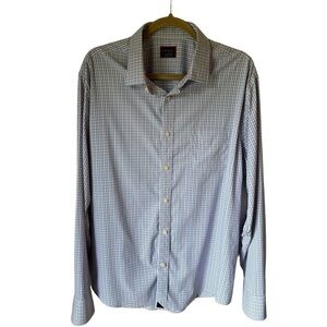 UNTUCKit Men’s Nylon Plaid Long Sleeve Button Down Shirt Blue & White Size XL